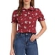 thumbnail image 1 of INSPIRE CHIC Camisa de Mujer para Regreso a Clases con Cuello Peter Pan, Botones, Mangas Abullonadas, Estampado Floral Rojo Oscuro Talla L, 1 of 6