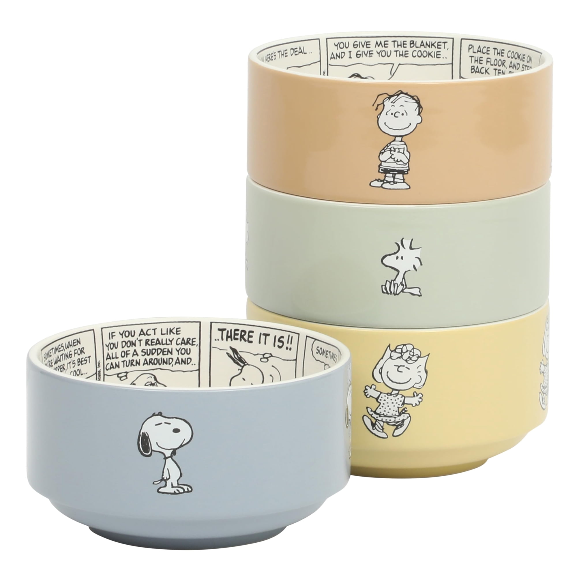 Juego De Cuencos Peanuts Snoopy Bonbon Bites, 4 Piezas, Cerámica, 14 Cm