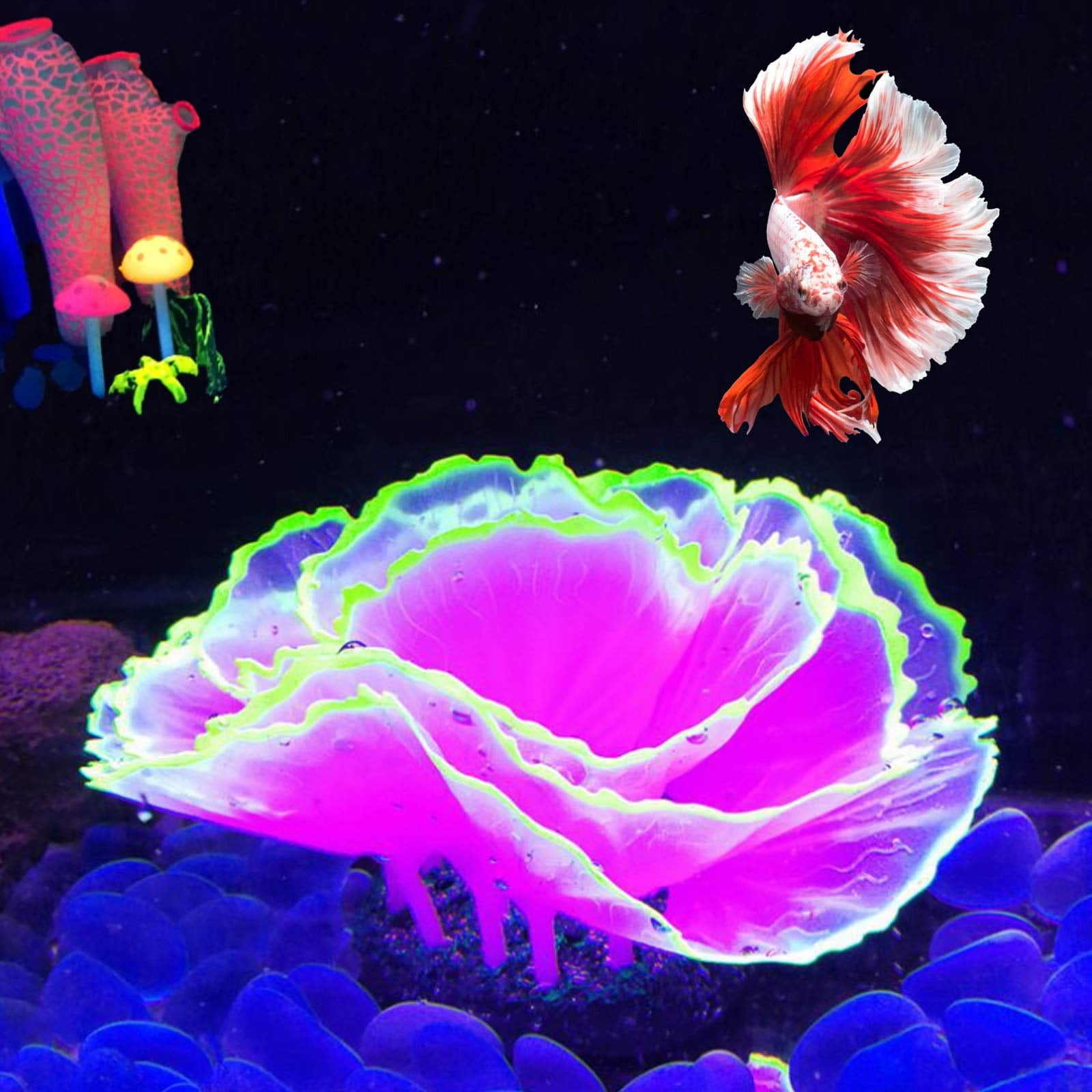 Coral de Acuario Besimple 7 × 9 cm Resina Púrpura que Brilla