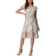 thumbnail image 2 of INSPIRE CHIC Vestido Midi Floral para Mujer Cuello Cuadrado Mangas Cortas con Volantes Dobladillo con Volantes Línea A Vestido de Invitada de Boda de Verano Lila XL, 2 of 6