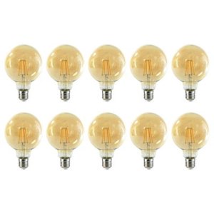 Hb Led - Pack 10 Ampolleta Globo Led E-27 Filamento 6W G95 Sec