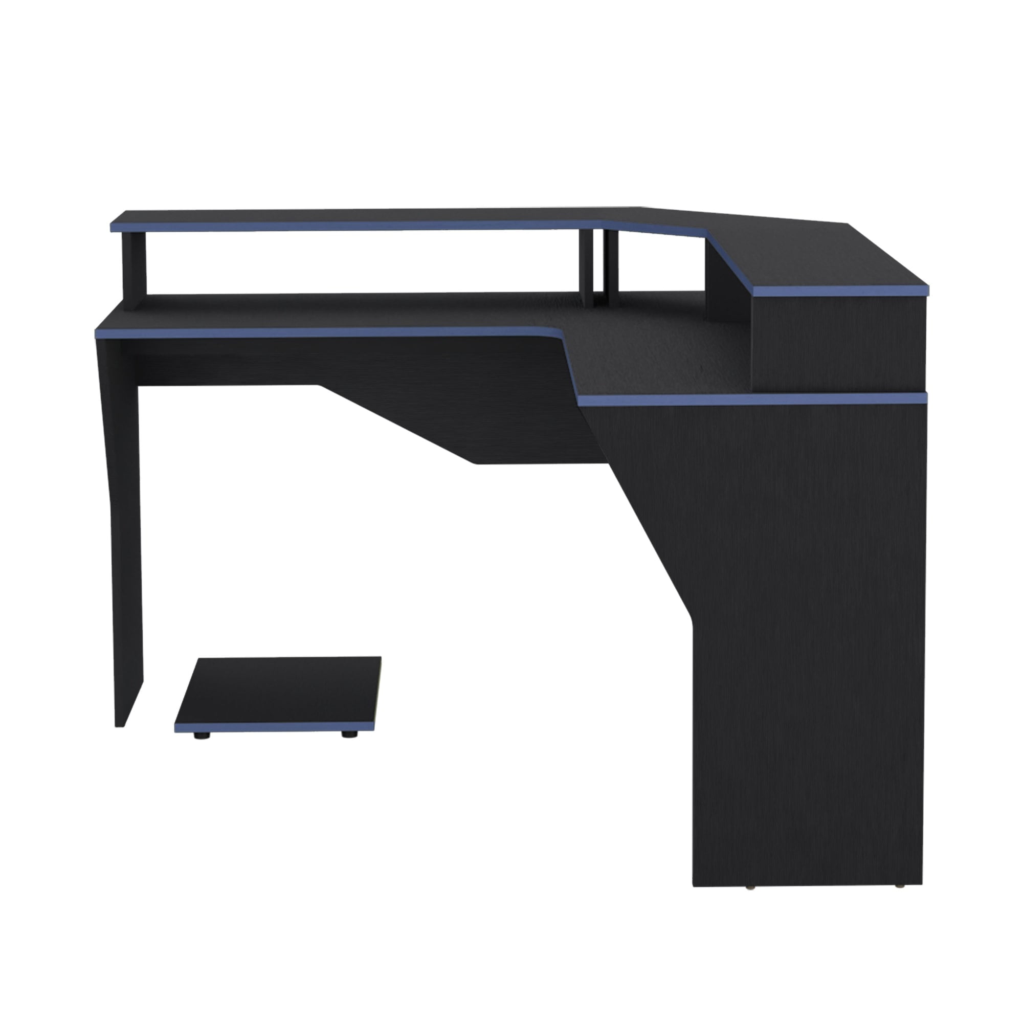 Fmfurniture - Escritorio Gamer 88,5x127,9x127,9 Cm Fm-046n Negro Y Azul