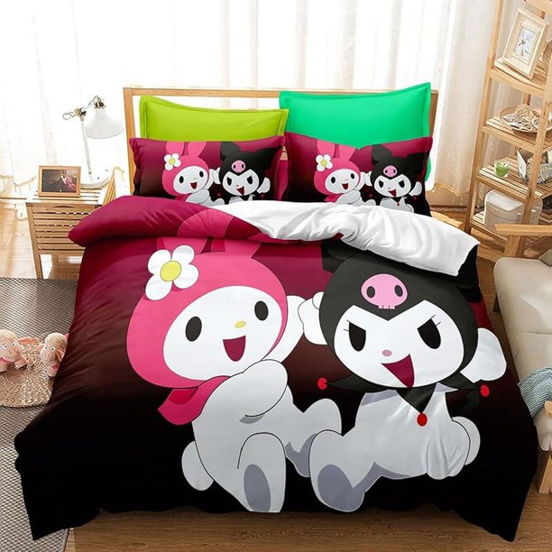 Ca-rtoon A-ime Duvet- Cover Bed-ding Jujutsu Ka-isen -3 Piece S-etBed D-uvet Cove-r with Pillo-wcases