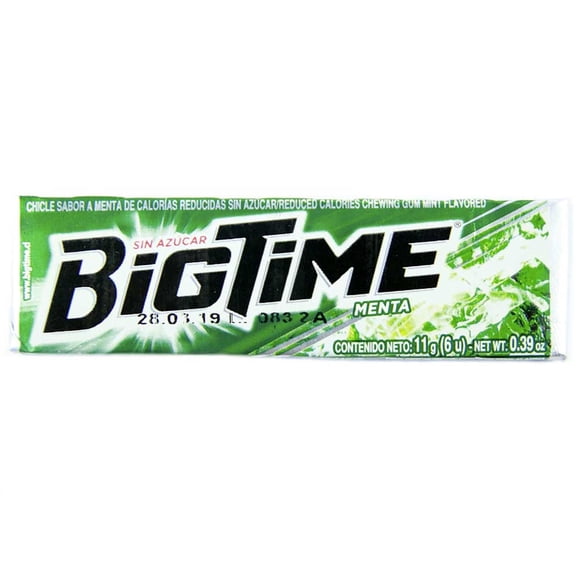 Chicle Bigtime Sabor Menta, 11 g
