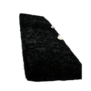Fei Ya - Alfombra Peluda Pasillera Liviana 70X150 Ultra Suave Negro