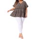 thumbnail image 4 of Agnes Orinda Blusa de Mujer Talla Grande Estilo Boho Floral con Cuello en V, Mangas con Volantes y Diseño de Bebé en Capas 4X Negro Beige, 4 of 8