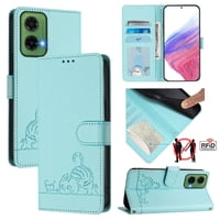 Funda Tipo Cartera Foxdock Para Motorola Moto G35 Con Soporte, Ranuras, Rfid, Diseño De Gato