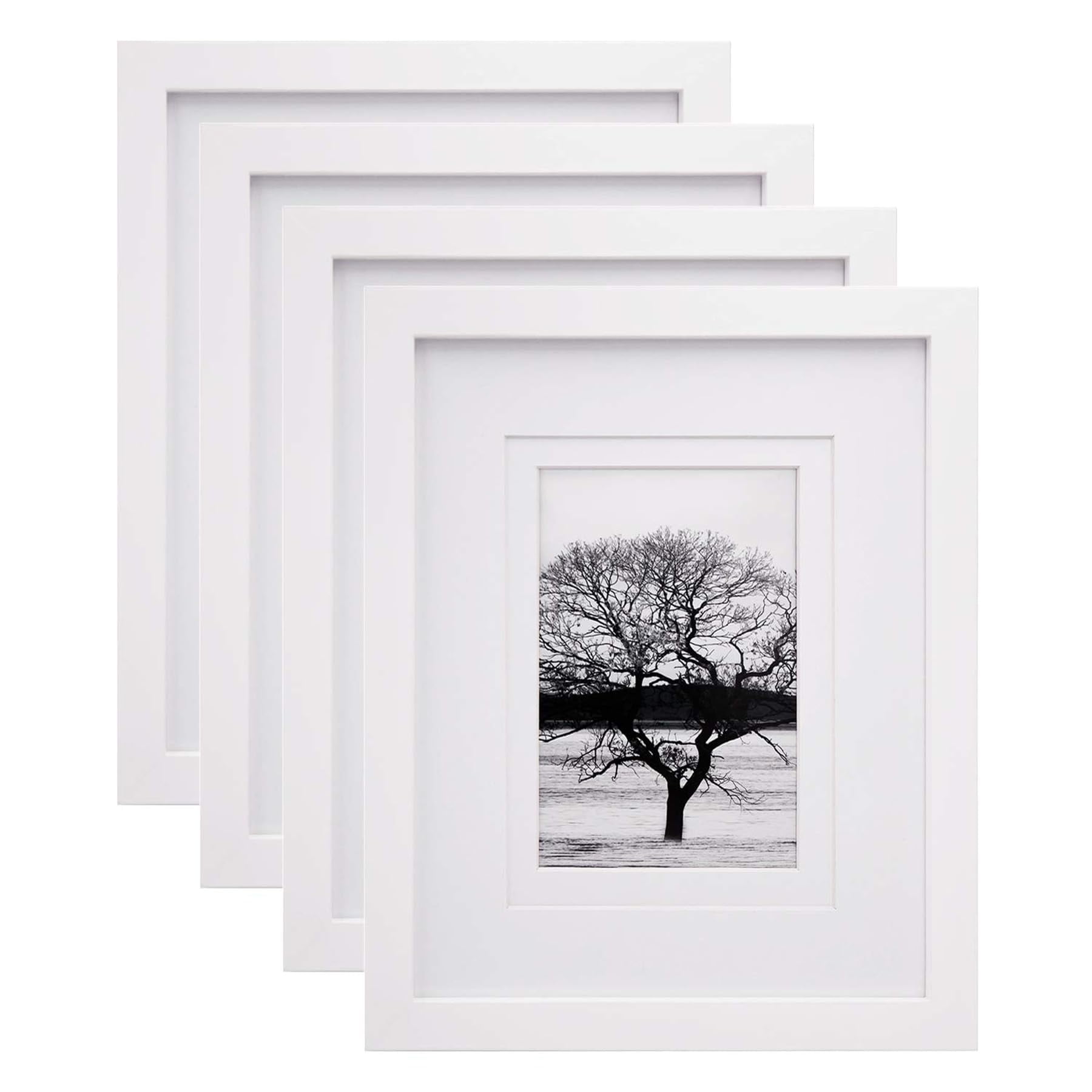Set De 4 Marcos De Fotos Egofine De Madera Maciza Blanca, 8 X 10
