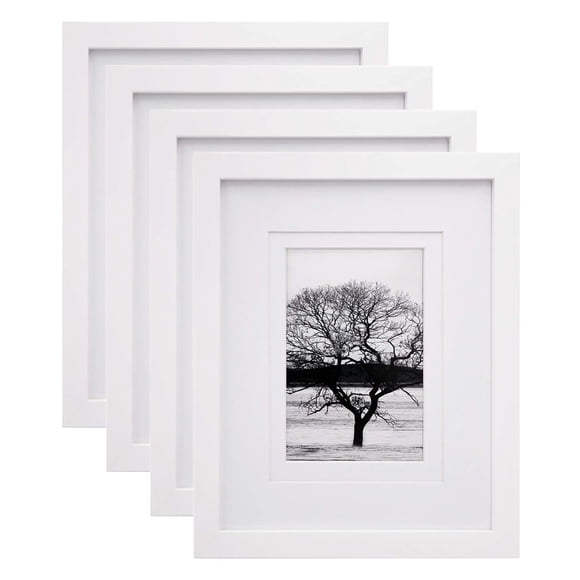 Set de 4 marcos de fotos Egofine de madera maciza blanca, 8 x 10