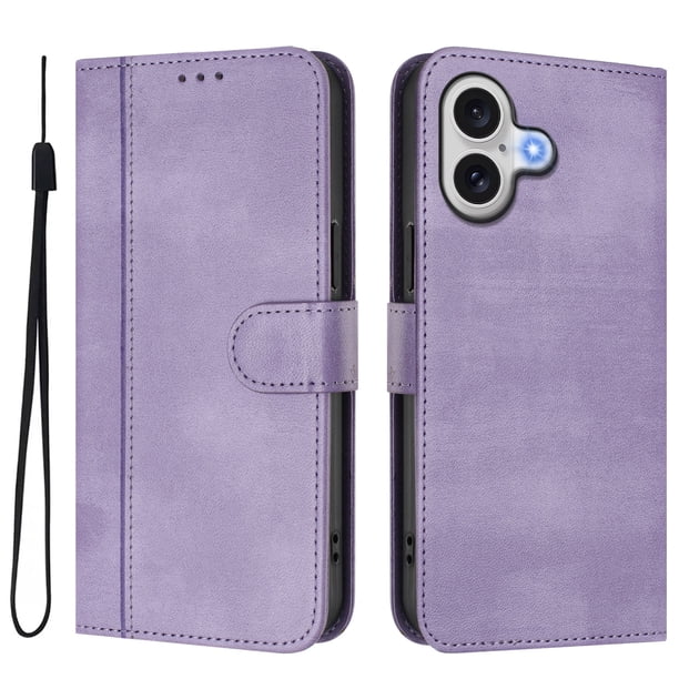 Funda Cartera para iphone 17 Protección 360° con Ranuras para Tarjetas y Soporte Morado