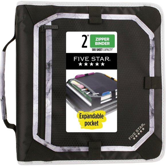 Five Star Zipper Binder, 2 Inch 3-Ring Binder with Round Rings