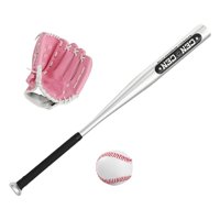 Magideal - Juego De Bate De Béisbol De Aleación De Aluminio Con Pelota De Béisbol Y Pelota De Entrenamiento Suave Para Niños Y Adolescentes, Para Patio Trasero, Interior, Bateo Guante Izquierdo Rosa