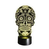 Lelumania - Lampara Ilusion 3D Catrina De 7 Colores, Base Touch