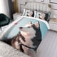 thumbnail image 3 of Husky Siberiano Conjunto de sábanas temático, trío de piezas, cómodo y amigable con la piel, diseño único, regalo de decoración para el hogar para familiares, amigos y fans, 90 cm * 190 cm, 3 of 6