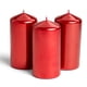 thumbnail image 3 of Pillar Candles Bask con parte superior cónica metálica, rojo metalizado, juego de 3, 3 of 9