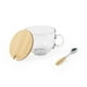 thumbnail image 3 of Taza Mug Vidrio Cuchara Posavasos Bambú Vidrio Yirax 420 Ml, 3 of 3