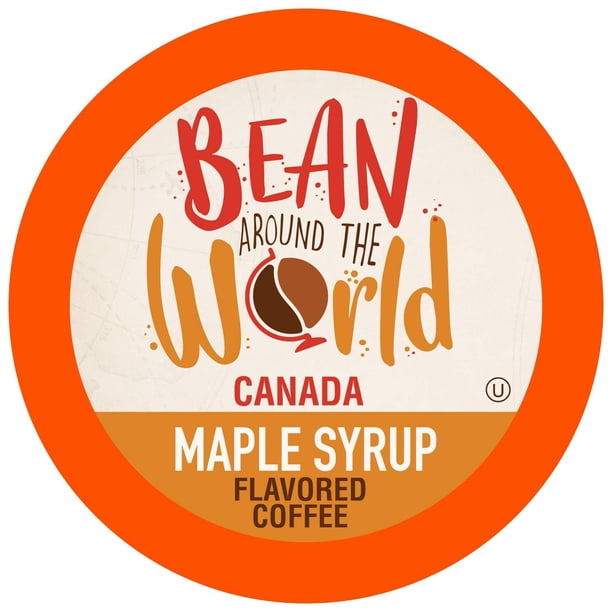 Café con sabor a Bean Around the World, compatible con cafeteras Keurig K Cup 2.0, sirope de arce, 40 unidades