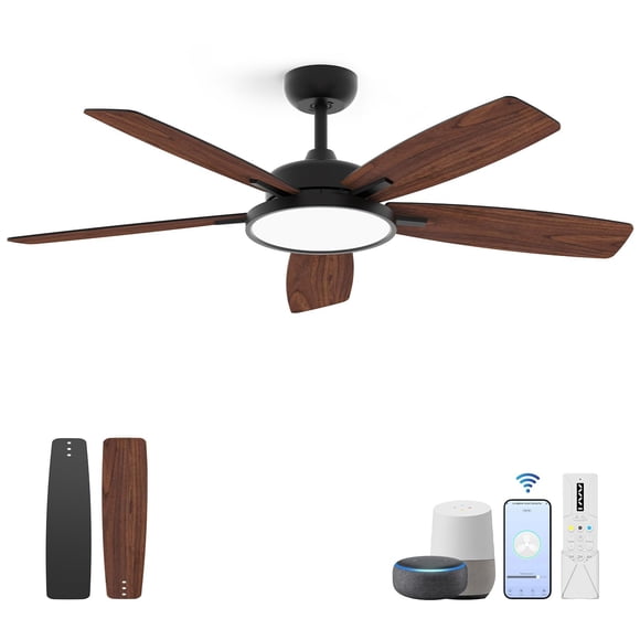 Ventilador de techo inteligente Roomratv 52" con luz LED y control por voz