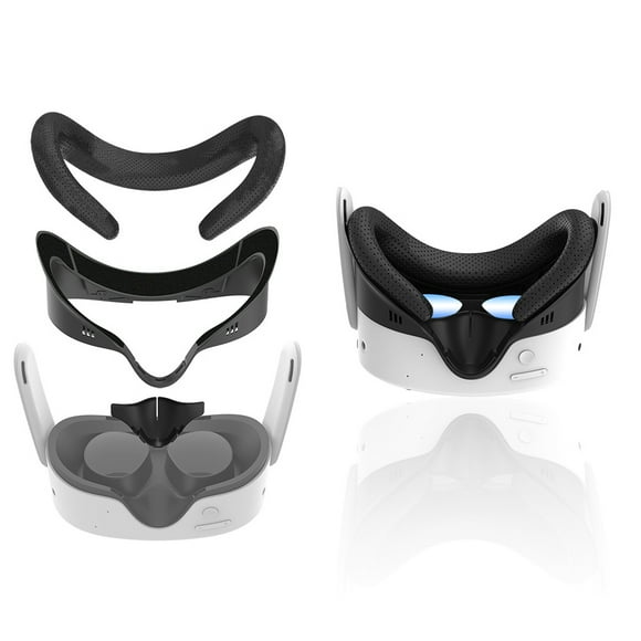 Compatible con Meta Quest 3S - Soporte de interfaz facial 3 en 1 con almohadilla de espuma de PU y juego de almohadillas nasales de silicona para accesorios de casco de RV-Negro