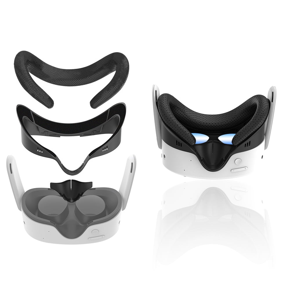 Genérico - Compatible Con Meta Quest 3s - Soporte De Interfaz Facial 3 En 1 Con Almohadilla De Espuma De Pu Y Juego De Almohadillas Nasales De Silicona Para Accesorios De Casco De Rv-negro