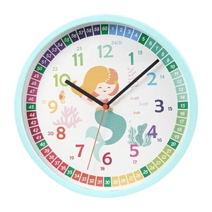Magideal - Reloj Didáctico Moderno, Silencioso, Fácil De Leer, Reloj De Educación Temprana, Reloj De Pared Para Niños Para Padres Y Maestros, Escuela, Útiles Esc Sirena