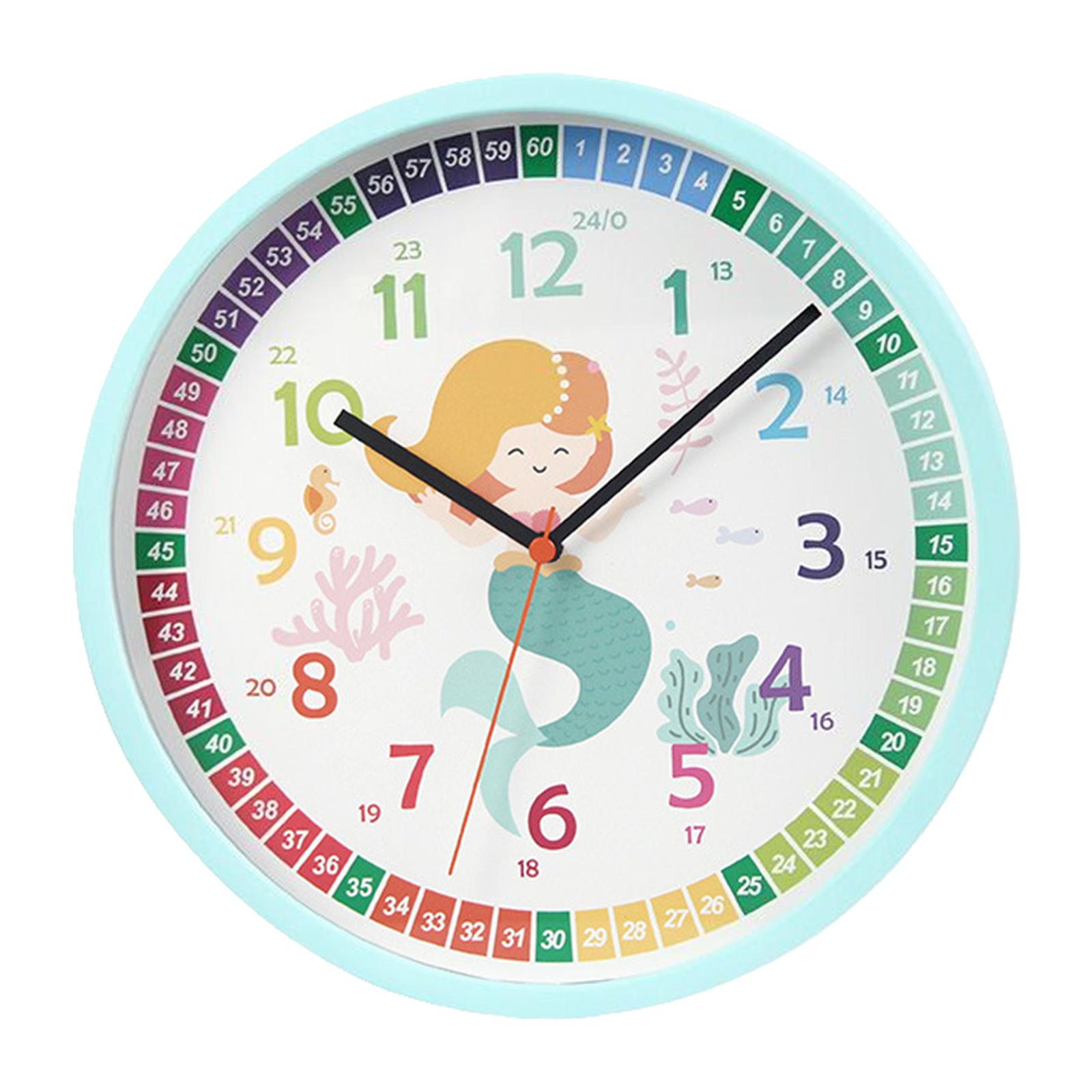 Magideal - Reloj Didáctico Moderno, Silencioso, Fácil De Leer, Reloj De Educación Temprana, Reloj De Pared Para Niños Para Padres Y Maestros, Escuela, Útiles Esc Sirena