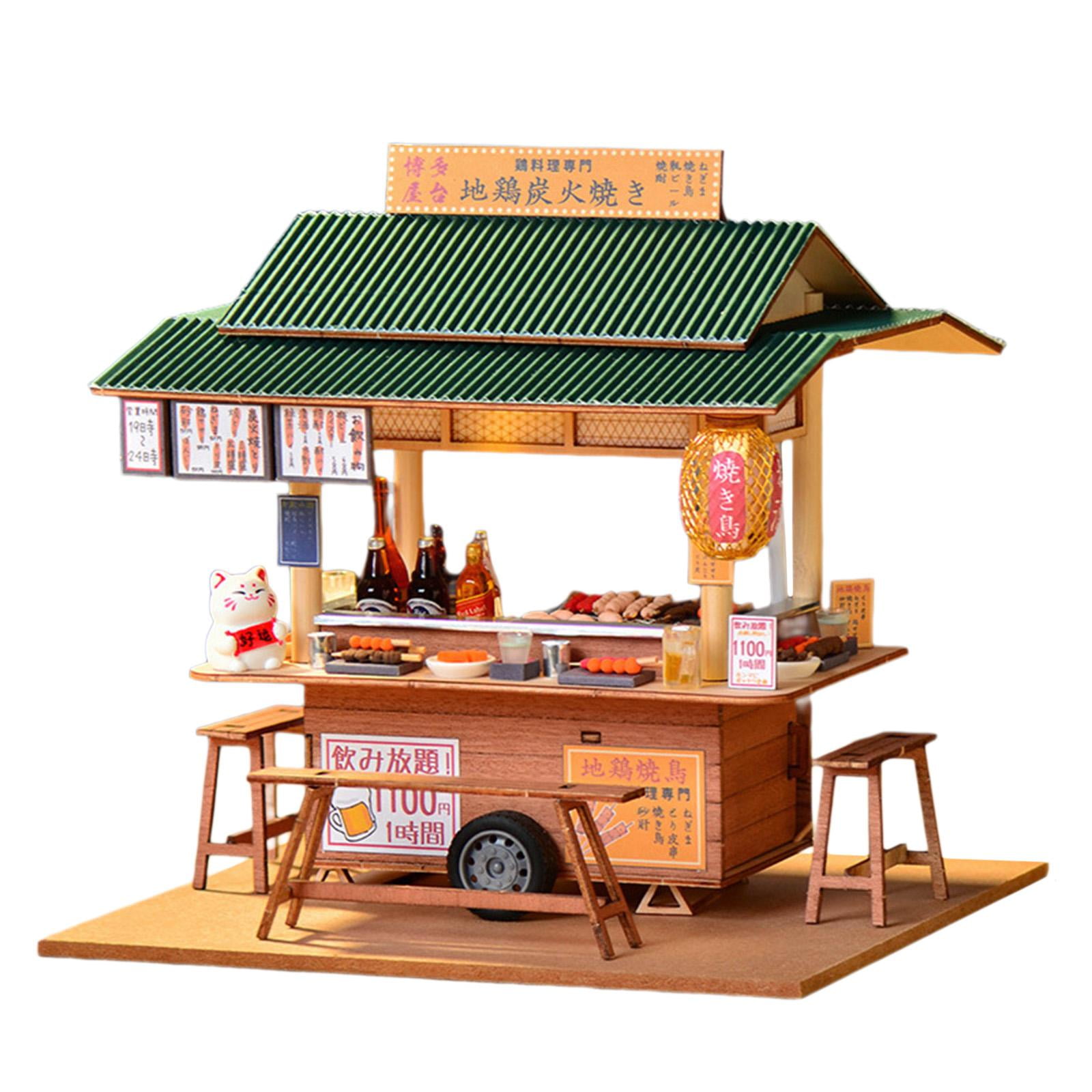 Magideal - Mini Tienda Modelo Ensamblado Casa De Juguete Kits De Casa De Muñecas Artesanías Clásicas Puesto De Comida Callejera Juguete Para El Hogar Dormitorio