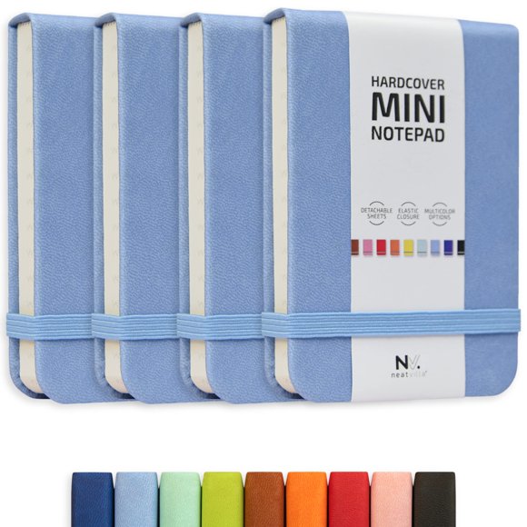 Bloc de notas NeatVilla 9 × 11 cm, pack de 4, azul cielo, con hojas desprendibles
