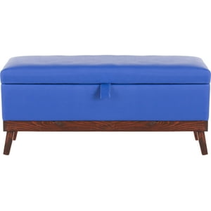 Máxima Design - Banqueta Con Baúl Incy Azul Eco Cuero 120X40X50 Cm