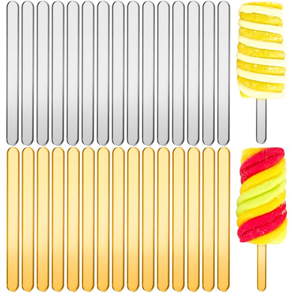 Palitos para Cakesicle Romooa 30 piezas 11 cm Oro y Plata