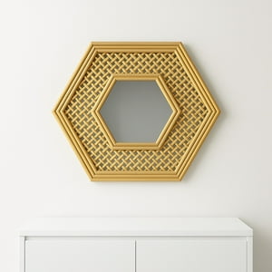 Decostilo - Espejo Hexagonal Con Marco Tejido 50X43.5X2Cm