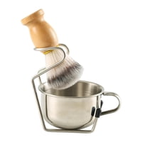 Magideal - Brocha De Afeitar Para Hombre, Taza De Afeitar Con Soporte, Cuenco De Acero Inoxidable, Regalo De Aseo Para Él, Diseño Ergonómico, Accesorio, Mango De