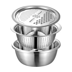 Bothyi - Kit Lavabo Rallador Acero Inoxidable 3 En 1 Ensaladera Multifuncional 28Cm