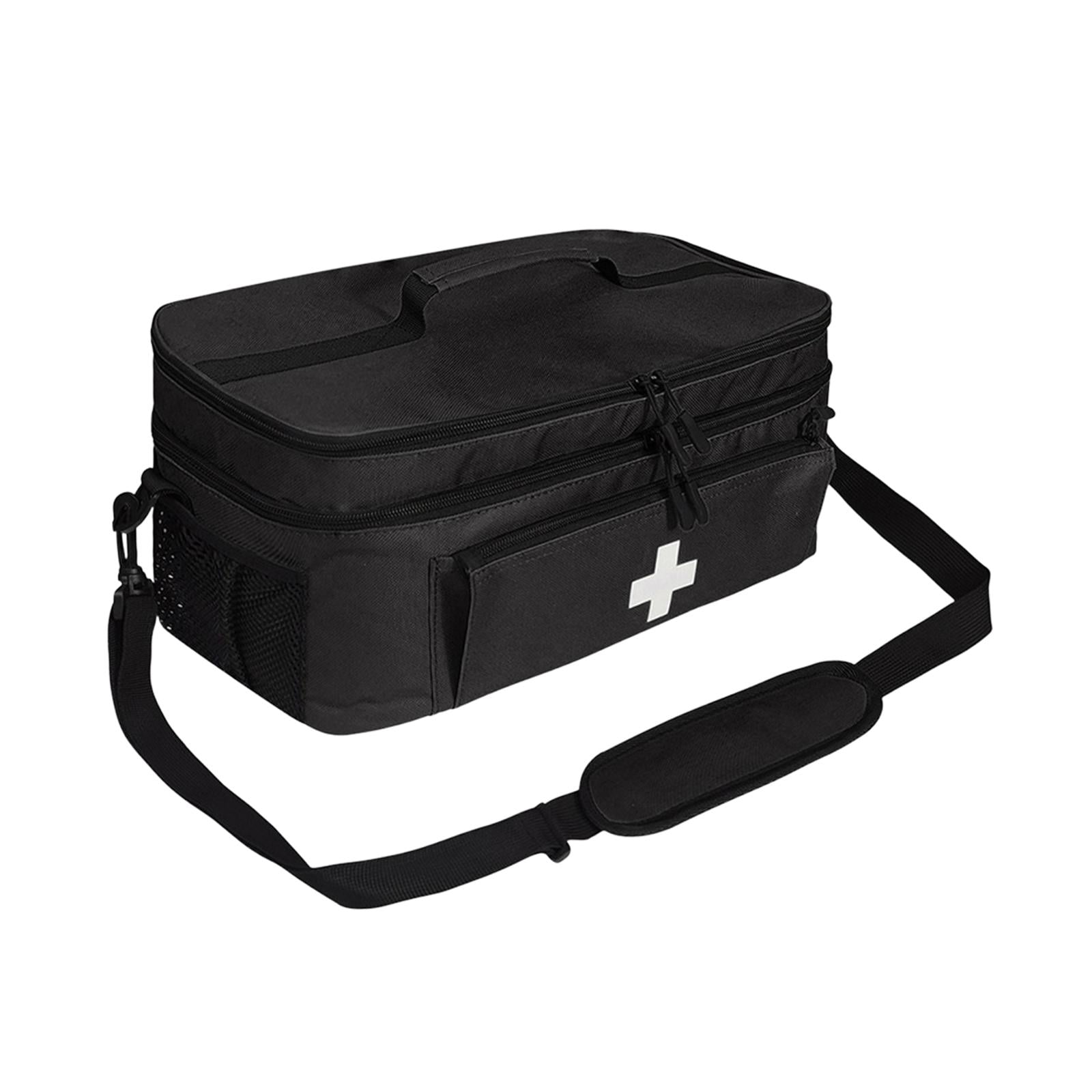 Ioensy - Bolsa De Primeros Auxilios Vacía, Ligera, Con Asas, Organizador Para Viajes, Gimnasio, Oficina, Color Negro