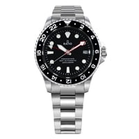 Reloj Ratio Freediver Gmt Series Automático Zafiro Acero Inoxidable Esfera Negra Rtf051 200M Para Hombre