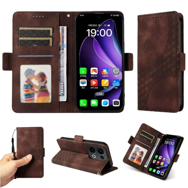 Carcasa FOXDOCK OPPO Reno 14F 5G de cuero PU, diseño acolchado clásico, protección contra caídas y rayones