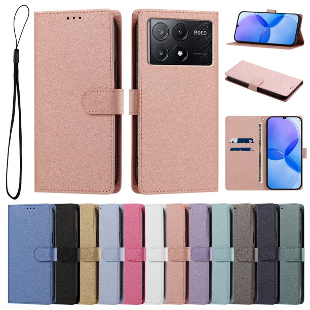 Funda Cartera de PU para Xiaomi Poco X6 Pro 5G con Tarjetas, Rosa
