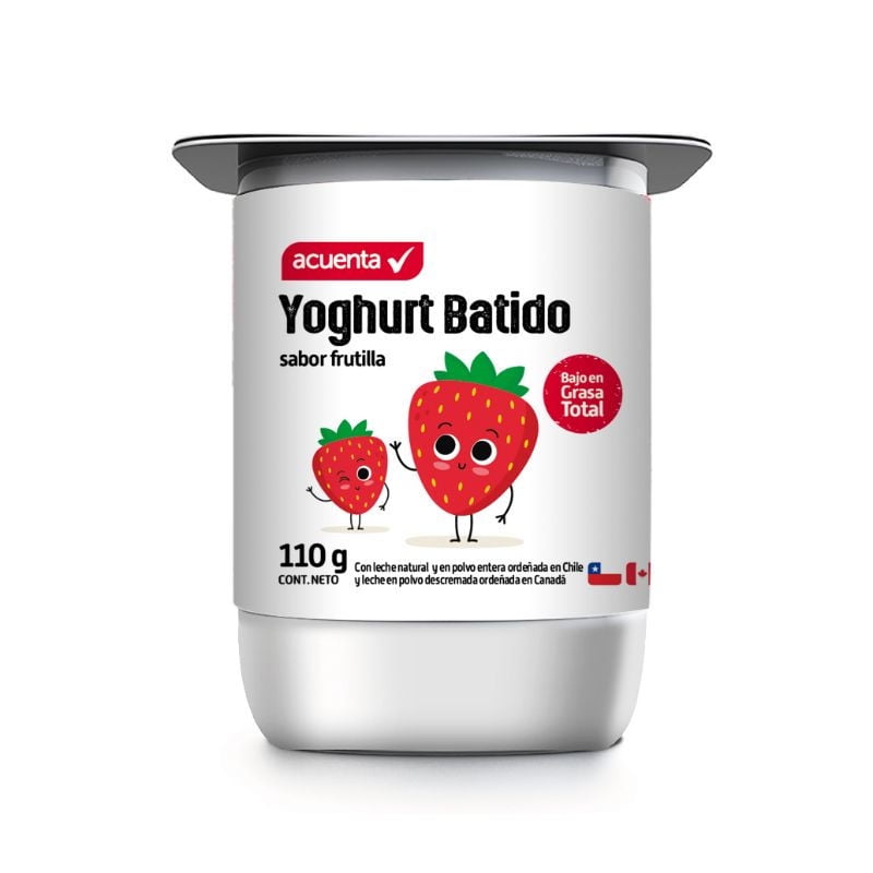 Yoghurt Batido Sabor Frutilla Pote 110 g Acuenta