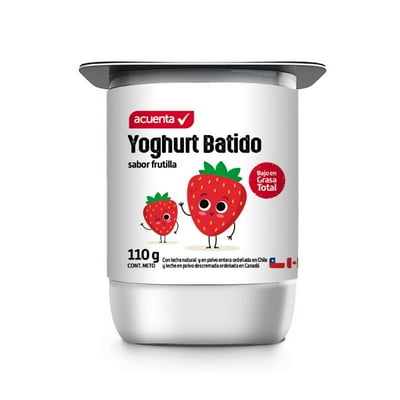Yoghurt Batido Sabor Frutilla Pote 110 G Acuenta