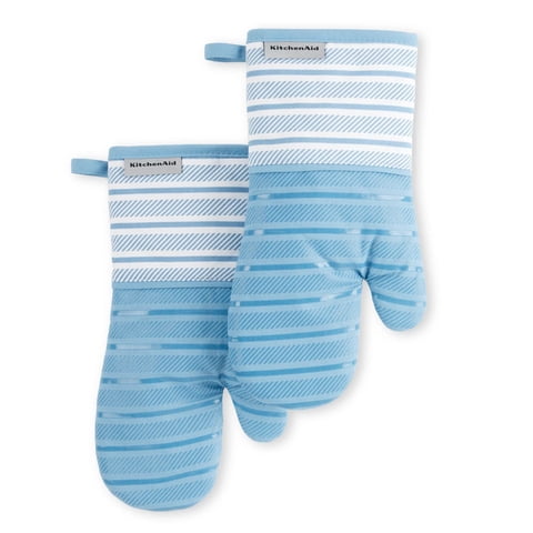 Juego De 2 Guantes De Cocina Kitchenaid Albany, Terciopelo Azul, 18 X 33 Cm