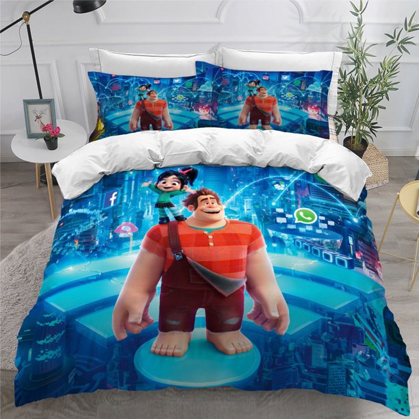 Cartoon animation 3D Wreck-It Ralph 3D digital printing bedding king size printing children's gifts boys bedroom sets Bed Sheets