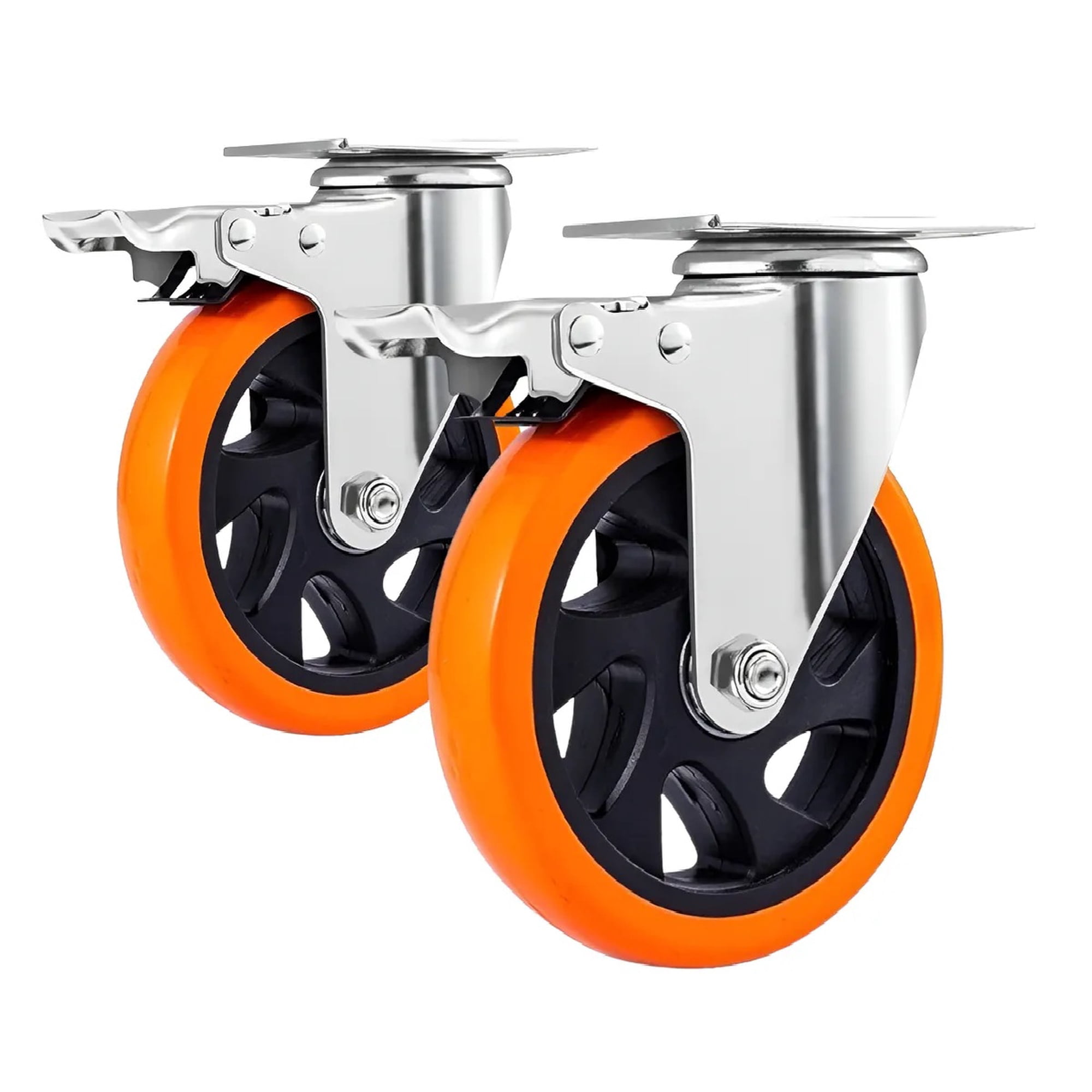 Eoland - Rueda X2 Giratoria Naranja Ruedas Industrial Multiuso 4pulgadas Naranja