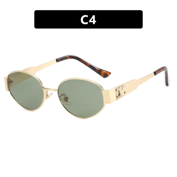 Gafas de sol de metal con forma de arco de triunfo para mujer, populares gafas de sol retro con forma ovalada.