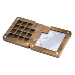 Bothyi - Bandeja De Paleta De Madera Caja De Pintura De Madera, Contenedor De Pintura Estuche De Pintura De Viaje Mezcla De 15 Rejillas