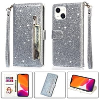 Foxdock - Funda Para Elegante Funda Iphone 13 Mini Glitter Con Cremallera-Ideal Para El Uso Diario