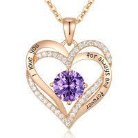 Heshpaws - Collar Colgante De Amor De Amor Con Piedra De Nacimiento Zirconia, Regalo De Joyería De Las Mujeres Para La Navidad, Cumpleaños, Aniversario