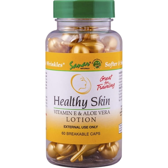 Loción Sanar Naturals Healthy Skin Vitamina E Aloe Vera 60 Caps