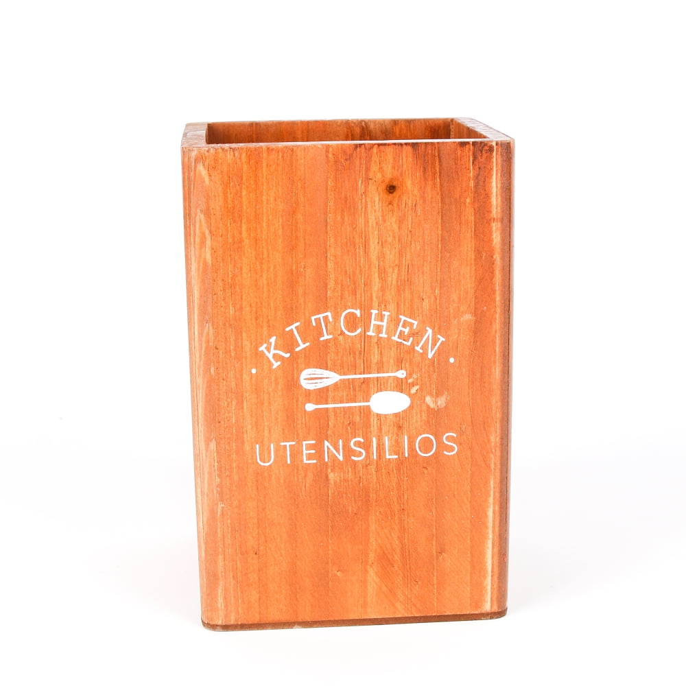 Homewell - Porta Utensilios De Cocina De Madera 11x11x18cm