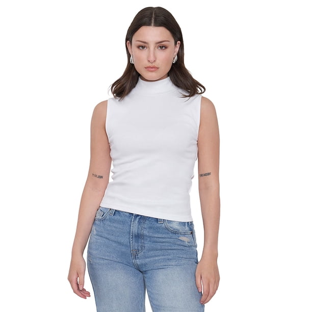 Polera Mujer Halter Blanco Rib Corona