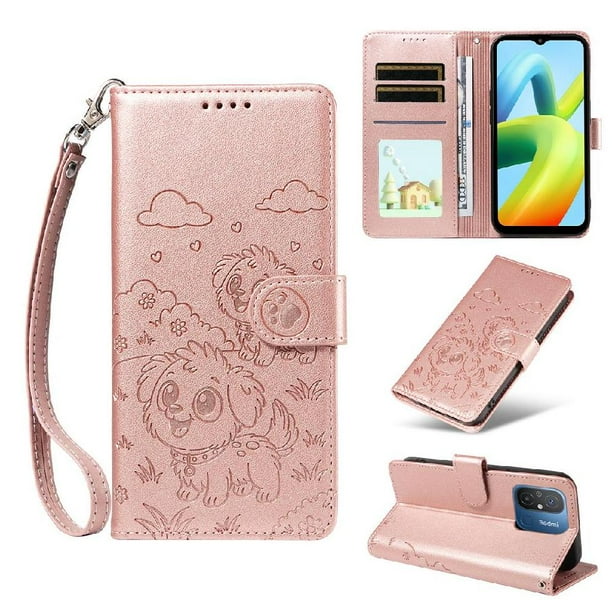 Funda Billetera FOXDOCK Compatible con Xiaomi Redmi 11A 4G, Diseño Perrito Tierno, Ranuras para Tarjetas y Soporte Plegable